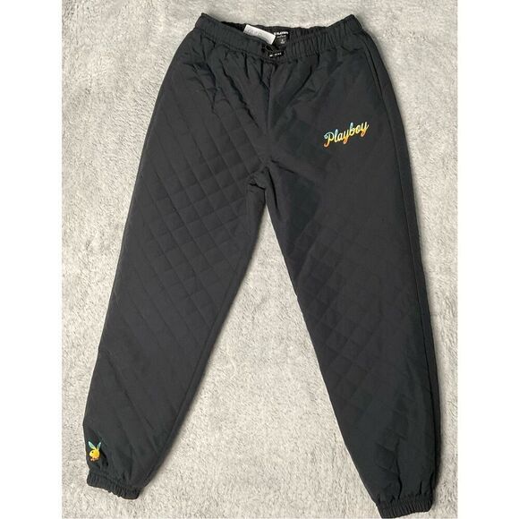 Playboy By PacSun Quilted Diamond Sweatpants size Small Black - Picture 3 of 13